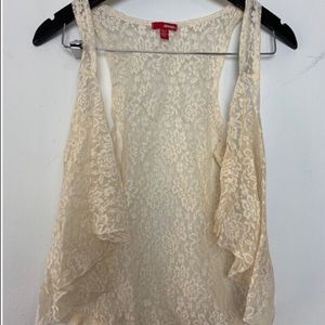 Bongo Cream Floral Lace Festival Vest